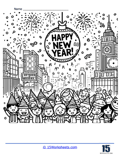New Year Coloring Page