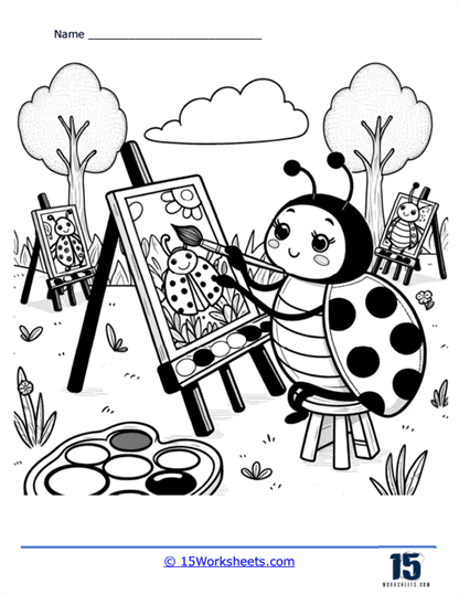 Painting Ladybug Coloring Page