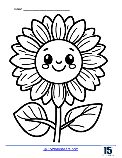 Smiling Sunflower Coloring Page