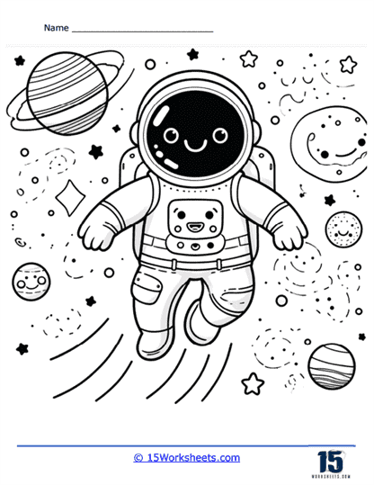 Happy Astronaut Coloring Page