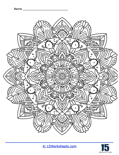 Floral Geometry Coloring Page