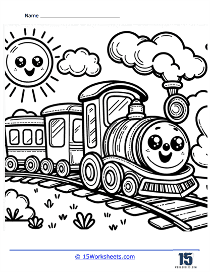 Happy Train Coloring Page