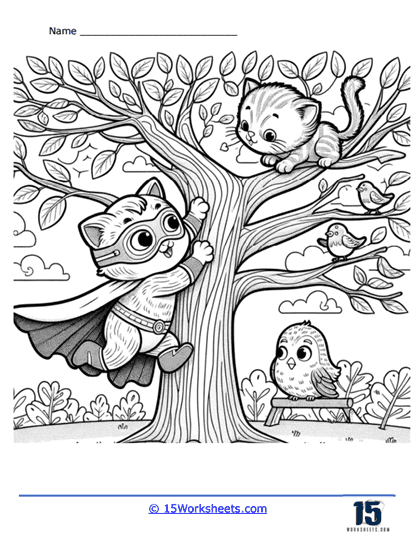 Cat Rescue Coloring Page
