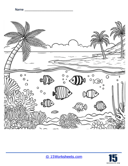 Tropical Reef Coloring Page