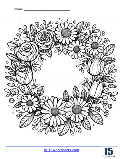 Floral Wreath Coloring Page