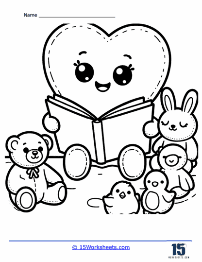 Storytime Heart Coloring Page