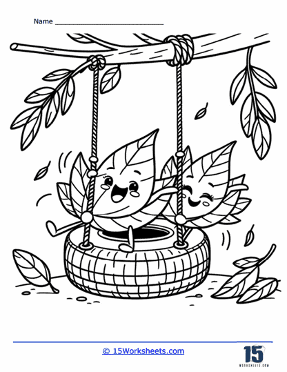 Leaf Swing Coloring Page