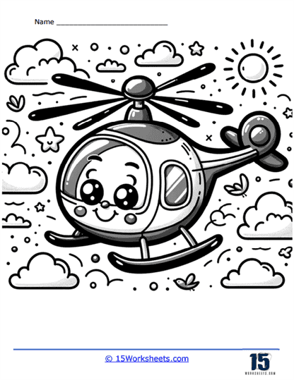 Cheerful Helicopter Coloring Page