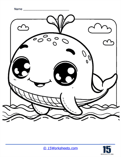 Smiling Whale Coloring Page