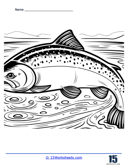 Leaping Trout Coloring Page