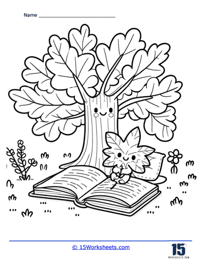 Reading Tree Coloring Page