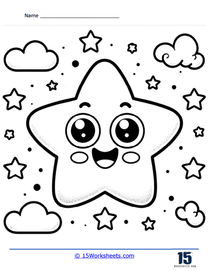 Happy Star Coloring Page