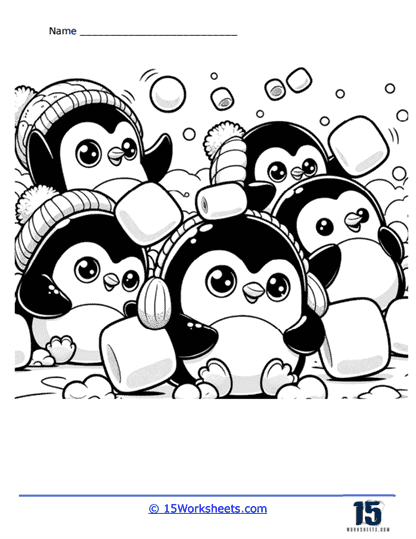 Penguin Fun Coloring Page