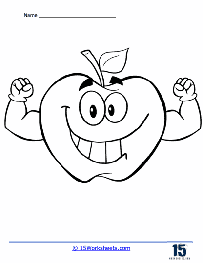 Strong Apple Coloring Page