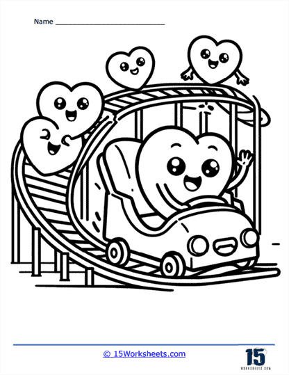 Heart Rollercoaster Coloring Page