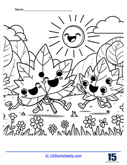 Leaf Friends Coloring Page
