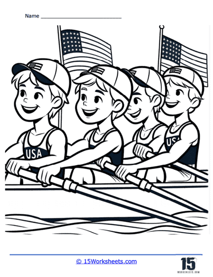 Team Rowing Coloring Page