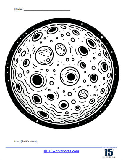 Luna (Earth's Moon) Coloring Page