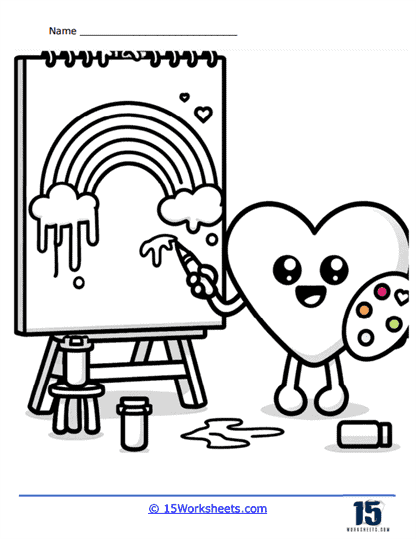 Painting Heart Coloring Page