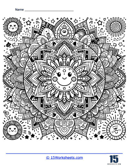 Mandala Sun Coloring Page