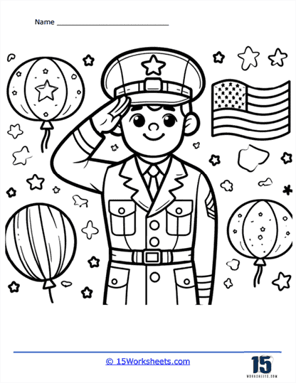 Saluting Soldier Coloring Page