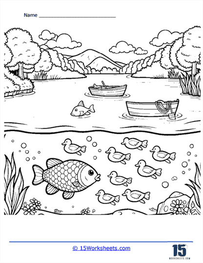 Peaceful Lake Coloring Page
