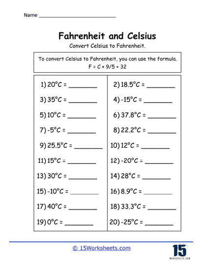 Degrees of Difference Worksheet