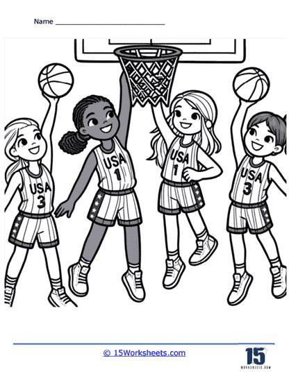 Basketball Team Coloring Page