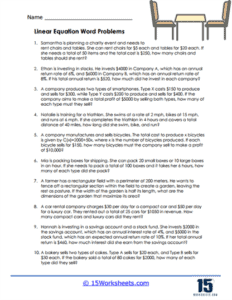 Linear Equation Word Problems Worksheets - 15 Worksheets.com