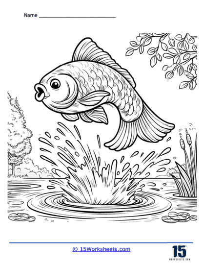 Leaping Fish Coloring Page