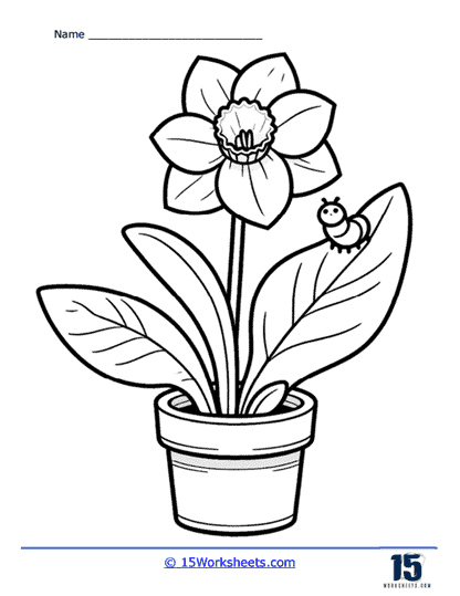 Potted Daffodil Coloring Page