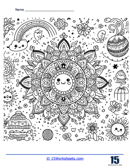 Cheerful Colors Coloring Page