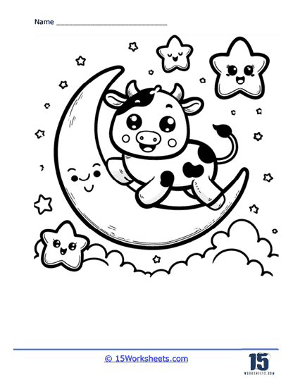 Moon Cow Coloring Page
