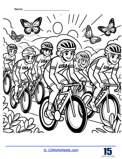 Cycling Team Coloring Page