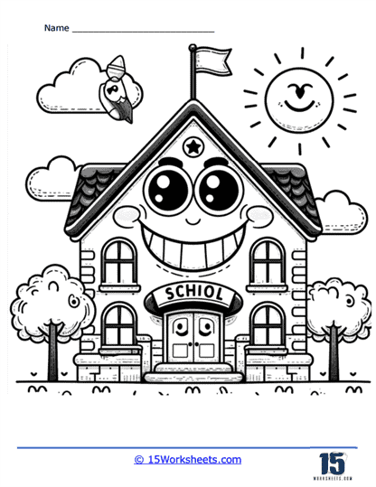 Friendly School Coloring Page