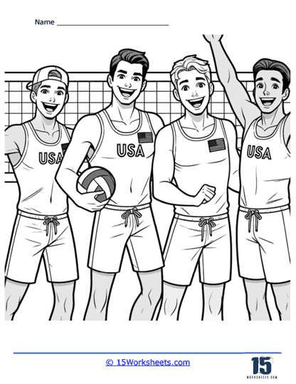 Volleyball Team Coloring Page