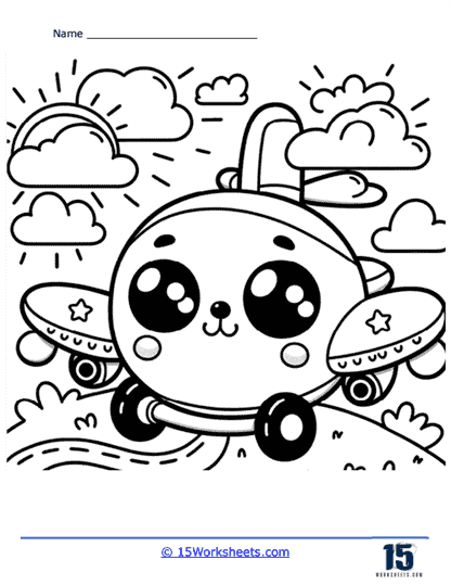 Happy Airplane Coloring Page