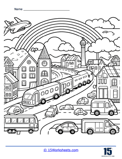 Busy City Coloring Page