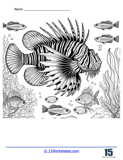 Lionfish Reef Coloring Page