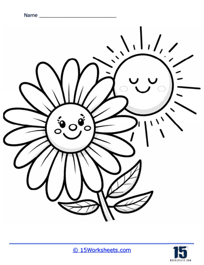 Sunny Flower Coloring Page