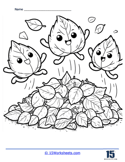 Jumping the Pile Coloring Page