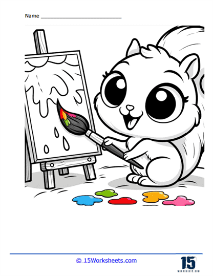 Artistic Squirrel Coloring Page