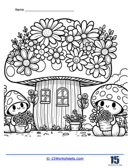 Flower House Coloring Page
