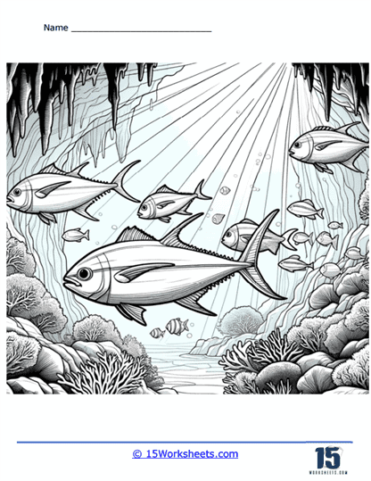 Underwater Cave Coloring Page