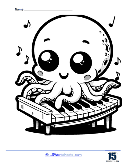 Musical Octopus Coloring Page