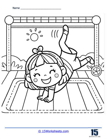 Trampoline Joy Coloring Page