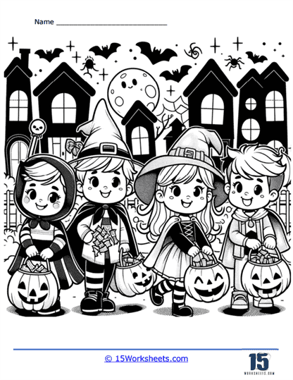 Halloween Night Coloring Page