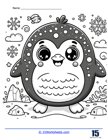 Happy Penguin Coloring Page
