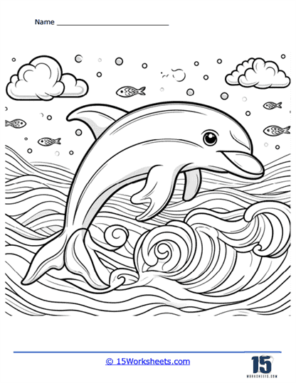 Playful Dolphin Coloring Page