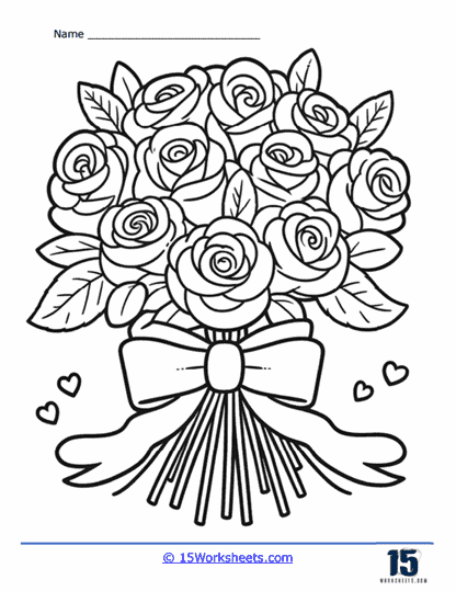 Rose Bouquet Coloring Page